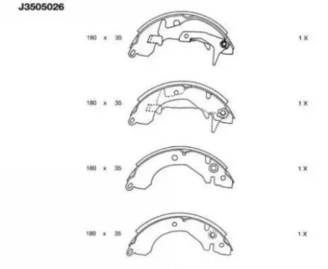 Handler.Part Brake shoe set NIPPARTS J3505026 1