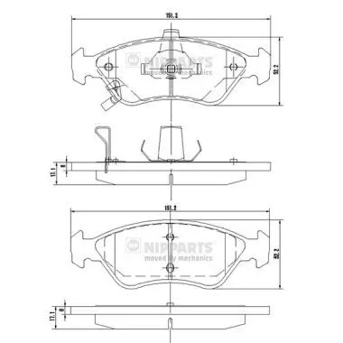 Handler.Part Brake pad set, disc brake NIPPARTS J3600303 1