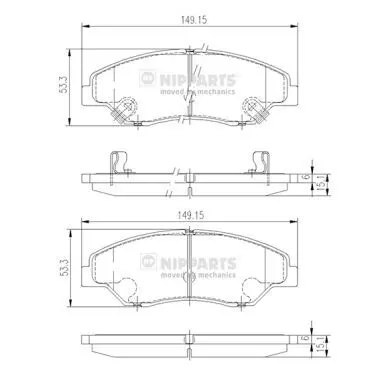 Handler.Part Brake pad set, disc brake NIPPARTS J3600309 1