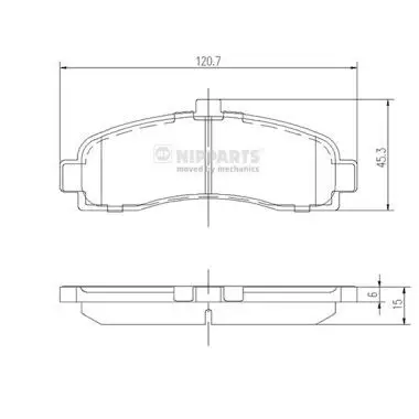 Handler.Part Brake pad set, disc brake NIPPARTS J3601053 1