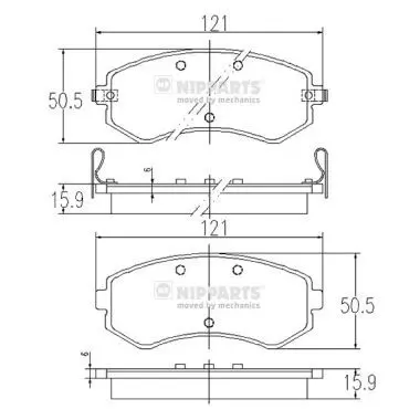 Handler.Part Brake pad set, disc brake NIPPARTS J3601060 1