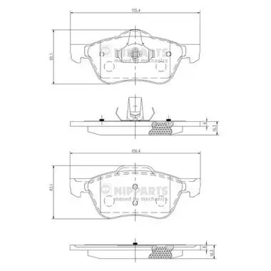 Handler.Part Brake pad set, disc brake NIPPARTS J3601082 1