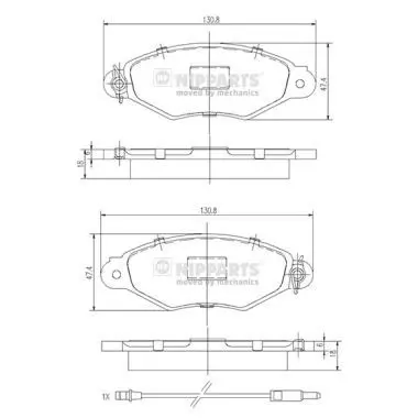 Handler.Part Brake pad set, disc brake NIPPARTS J3601093 1