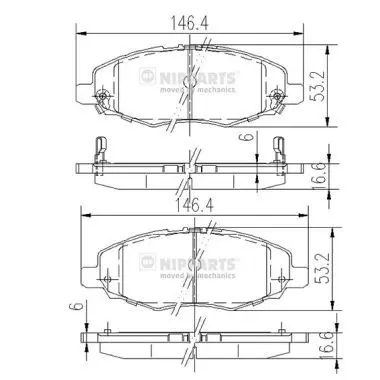 Handler.Part Brake pad set, disc brake NIPPARTS J3602108 1