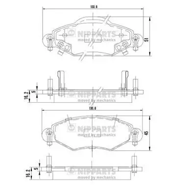 Handler.Part Brake pad set, disc brake NIPPARTS J3602113 1