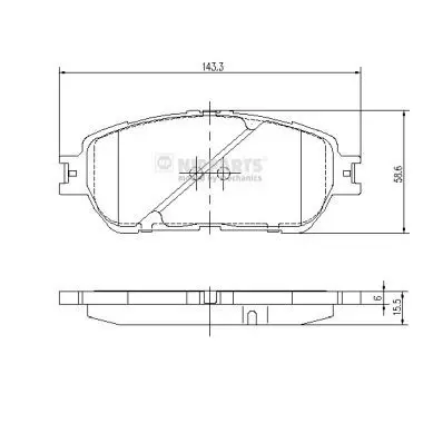 Handler.Part Brake pad set, disc brake NIPPARTS J3602121 1