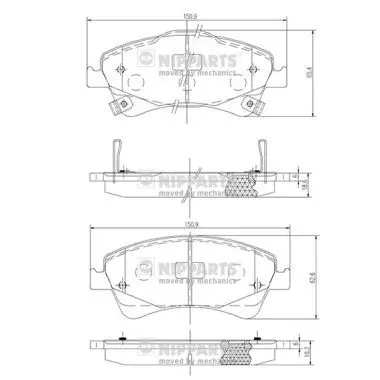 Handler.Part Brake pad set, disc brake NIPPARTS J3602123 1