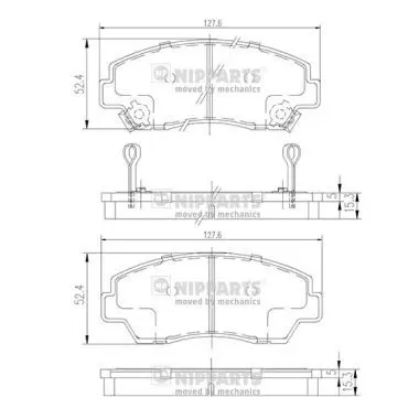 Handler.Part Brake pad set, disc brake NIPPARTS J3603034 1