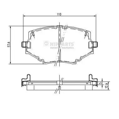 Handler.Part Brake pad set, disc brake NIPPARTS J3603044 1