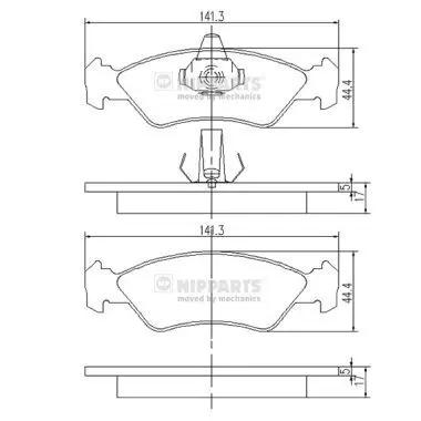 Handler.Part Brake pad set, disc brake NIPPARTS J3603049 1