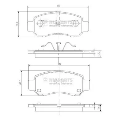 Handler.Part Brake pad set, disc brake NIPPARTS J3604062 1