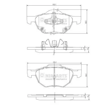 Handler.Part Brake pad set, disc brake NIPPARTS J3604064 1