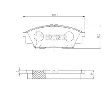 Handler.Part Brake pad set, disc brake NIPPARTS J3607004 1