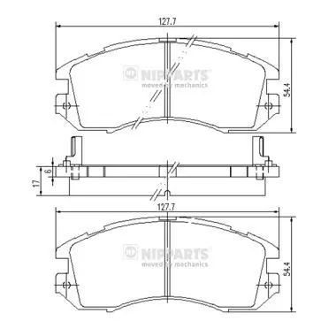 Handler.Part Brake pad set, disc brake NIPPARTS J3607005 1