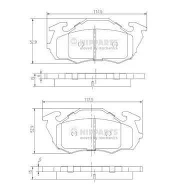 Handler.Part Brake pad set, disc brake NIPPARTS J3607010 1