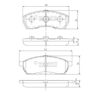 Handler.Part Brake pad set, disc brake NIPPARTS J3607011 1