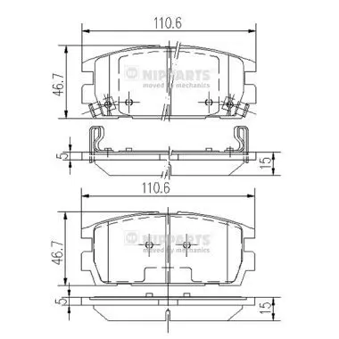 Handler.Part Brake pad set, disc brake NIPPARTS J3610511 1