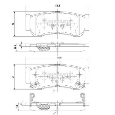 Handler.Part Brake pad set, disc brake NIPPARTS J3610517 1