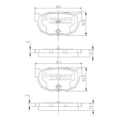 Handler.Part Brake pad set, disc brake NIPPARTS J3611021 1