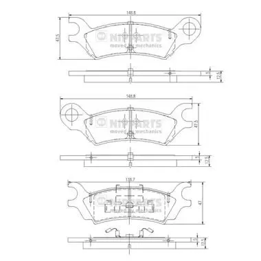 Handler.Part Brake pad set, disc brake NIPPARTS J3613000 1