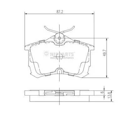 Handler.Part Brake pad set, disc brake NIPPARTS J3614015 1