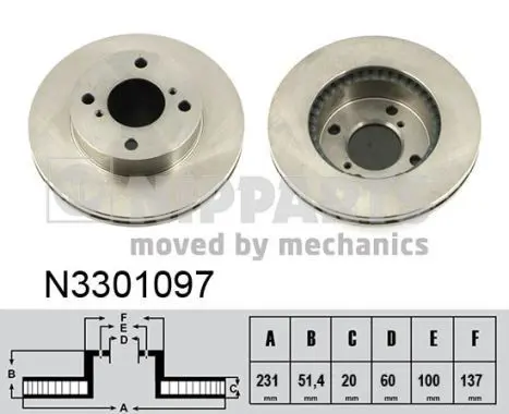 Handler.Part Brake disc NIPPARTS N3301097 1