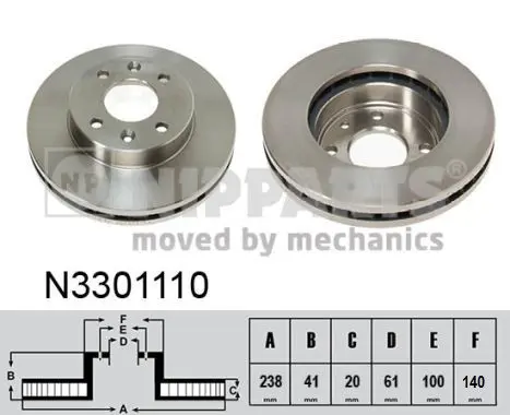 Handler.Part Brake disc NIPPARTS N3301110 1