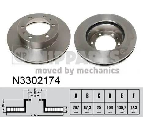 Handler.Part Brake disc NIPPARTS N3302174 1