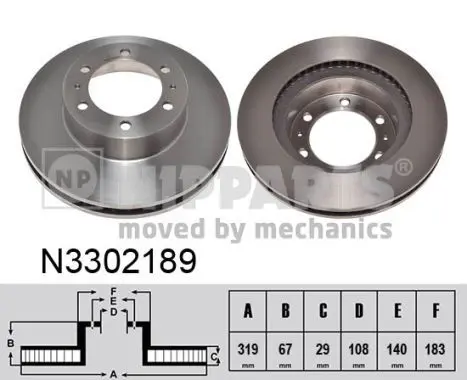 Handler.Part Brake disc NIPPARTS N3302189 1