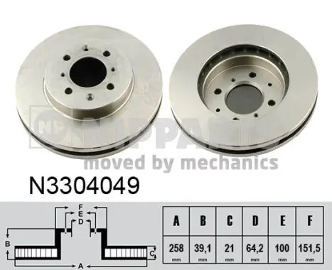 Handler.Part Brake disc NIPPARTS N3304049 1