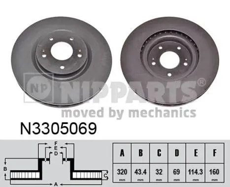 Handler.Part Brake disc NIPPARTS N3305069 1