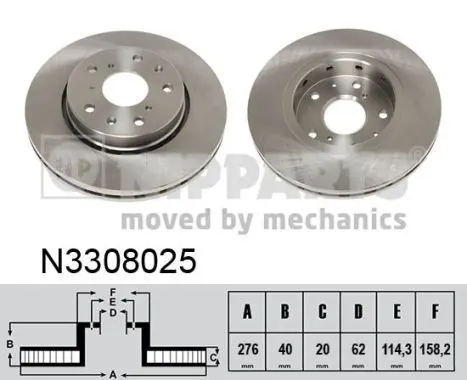 Handler.Part Brake disc NIPPARTS N3308025 1