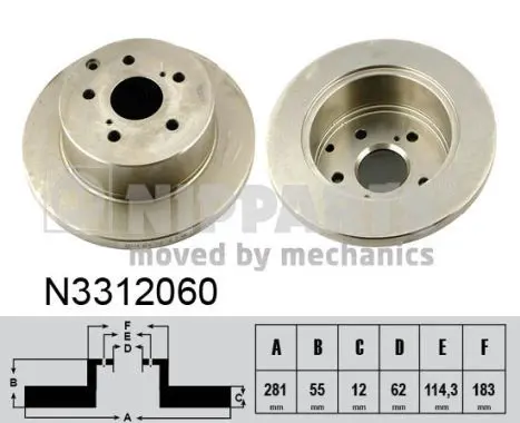 Handler.Part Brake disc NIPPARTS N3312060 1