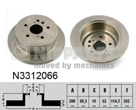 Handler.Part Brake disc NIPPARTS N3312066 1