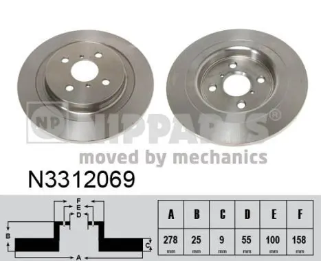 Handler.Part Brake disc NIPPARTS N3312069 1