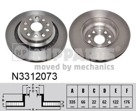 Handler.Part Brake disc NIPPARTS N3312073 1