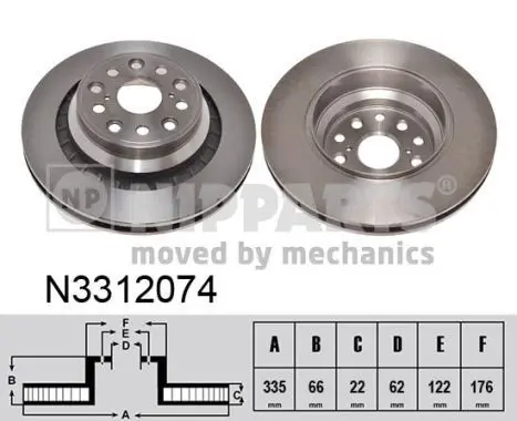 Handler.Part Brake disc NIPPARTS N3312074 1