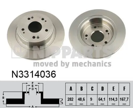 Handler.Part Brake disc NIPPARTS N3314036 1