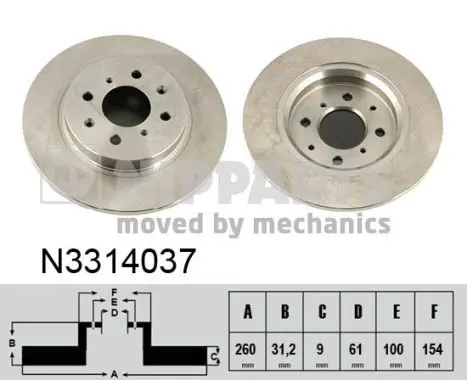 Handler.Part Brake disc NIPPARTS N3314037 1