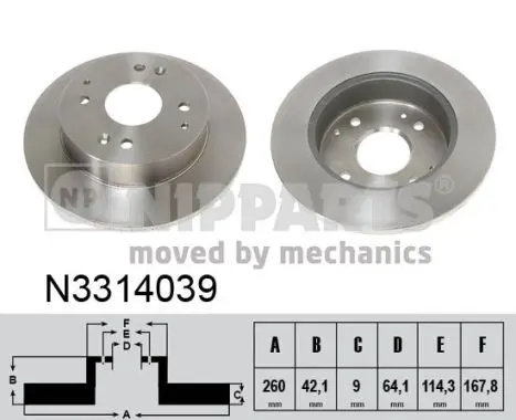 Handler.Part Brake disc NIPPARTS N3314039 1