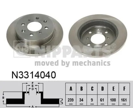 Handler.Part Brake disc NIPPARTS N3314040 1