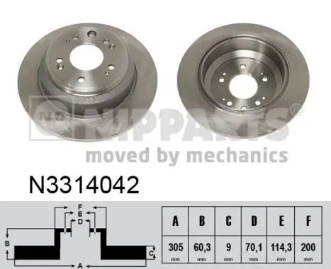 Handler.Part Brake disc NIPPARTS N3314042 1