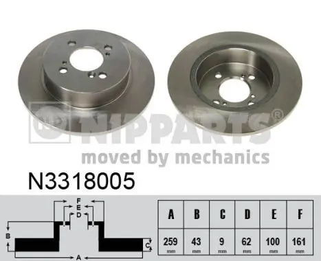 Handler.Part Brake disc NIPPARTS N3318005 1