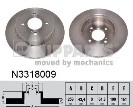 Handler.Part Brake disc NIPPARTS N3318009 1