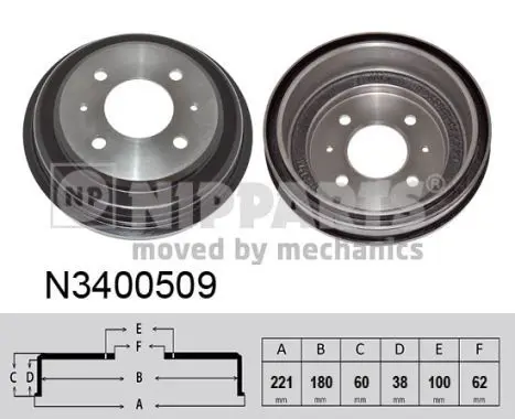 Handler.Part Brake drum NIPPARTS N3400509 1