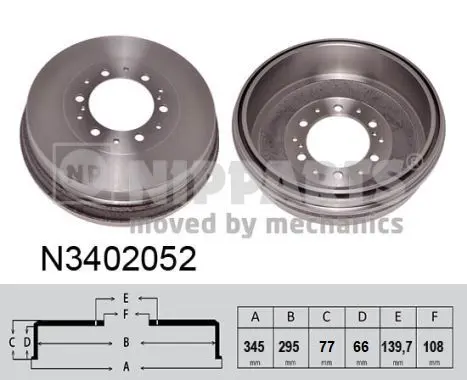 Handler.Part Brake drum NIPPARTS N3402052 1