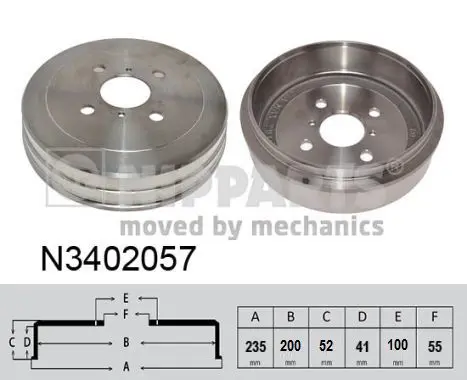 Handler.Part Brake drum NIPPARTS N3402057 1