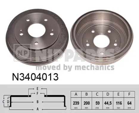 Handler.Part Brake drum NIPPARTS N3404013 1