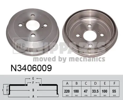 Handler.Part Brake drum NIPPARTS N3406009 1