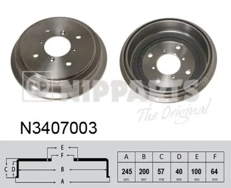 Handler.Part Brake drum NIPPARTS N3407003 1